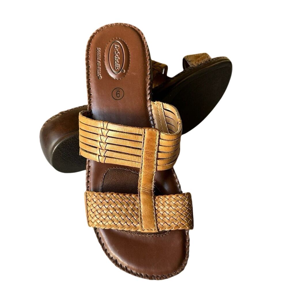 Dr Scholl’s Women Brown Betty Double Pillo Leather Slip-On Sandals Size 9